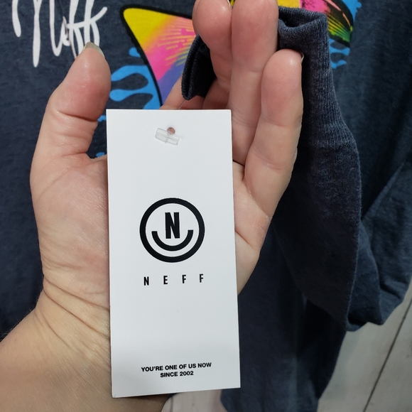 Like New! Neff Gray Long Sleeve Neon Rainbow Fish - Picture 3 of 5